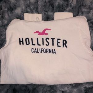 Women's white Hollister fleece hoodie